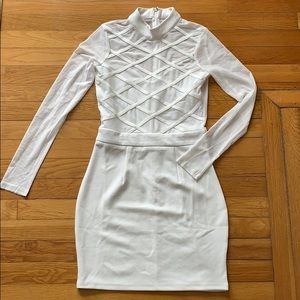 Tobi White Long-sleeve Mini Dress